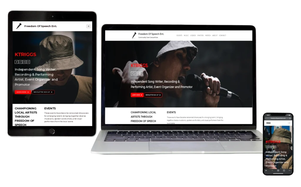 Freedom Of Speech Ent.- Responsive Website Design - Hamilton Web Designer