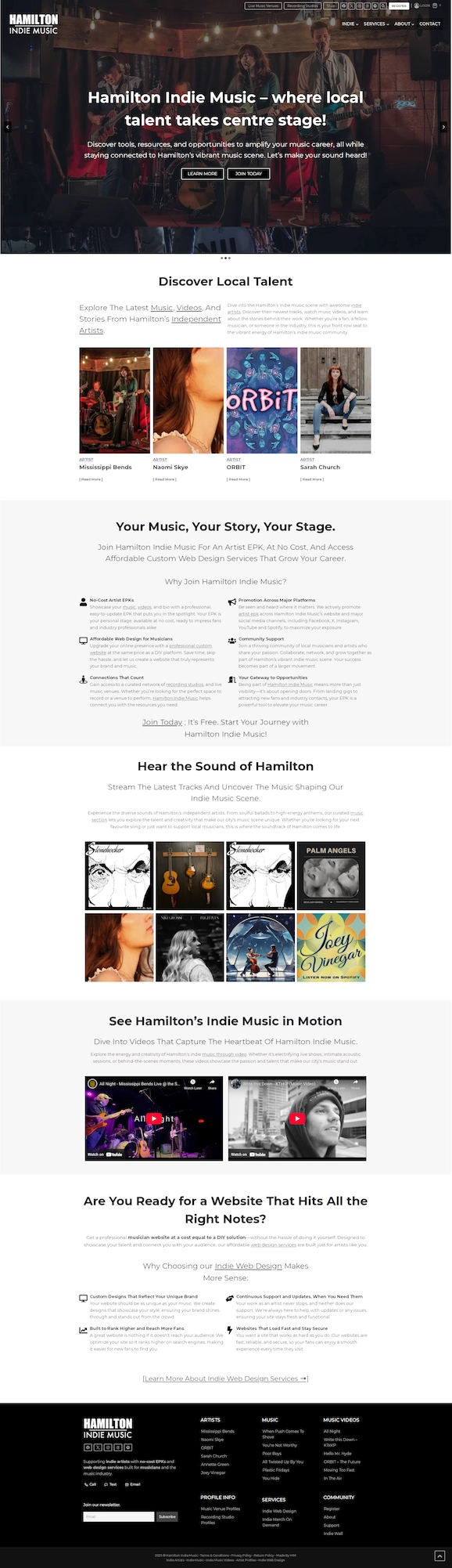 Hamilton Indie Music- Hamilton Web Designer - Nilton Medeiros