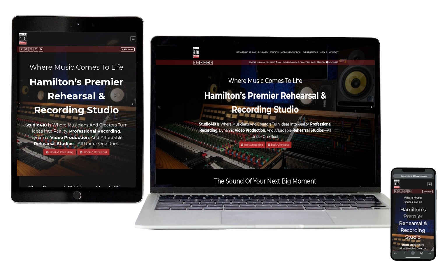 Studio 410 Productions - Responsive Website Design - Hamilton Web Designer