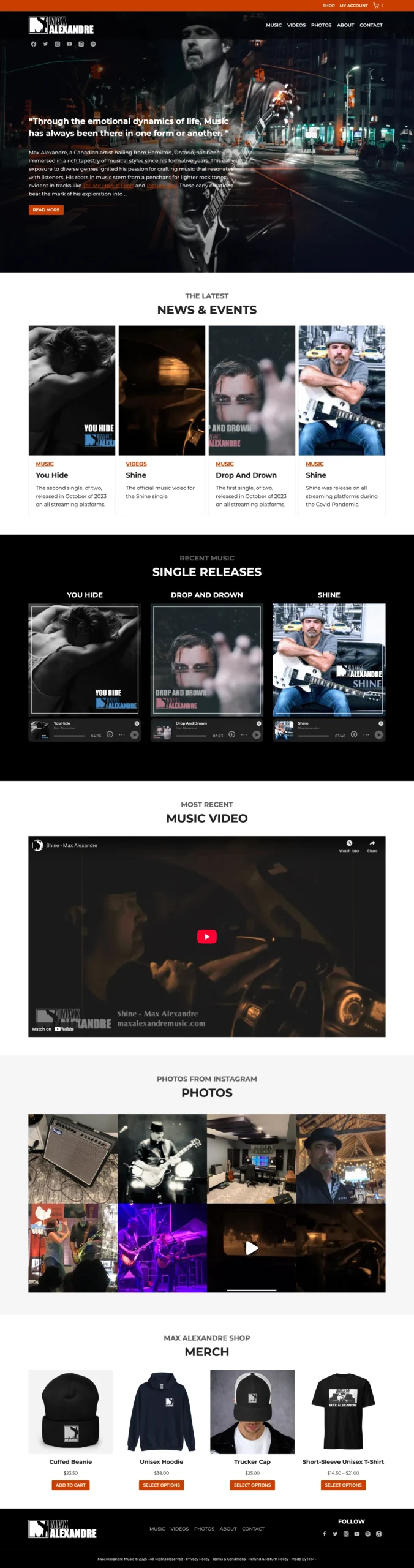 Max Alexandre Music - Hamilton Web Designer