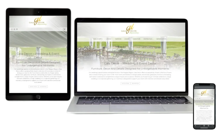 Gala Decor- Wedding & Event Decor - Responsive Website Design - Hamilton Web Designer