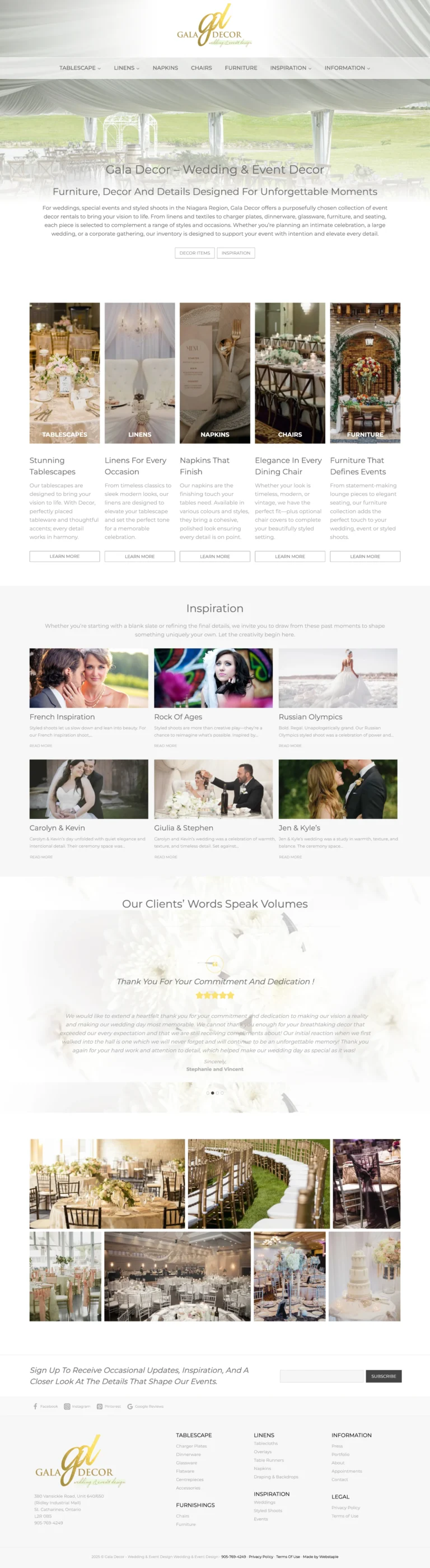 Gala Decor - Wedding & Event Decor - Hamilton Web Designer