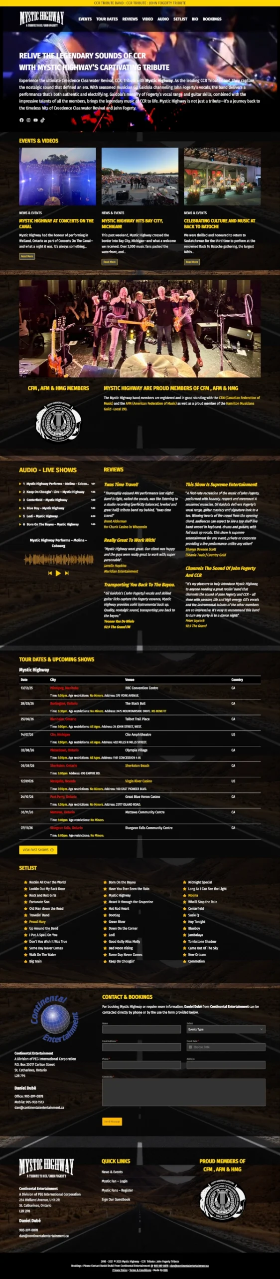 Mystic Highway Band - Hamilton Web Designer