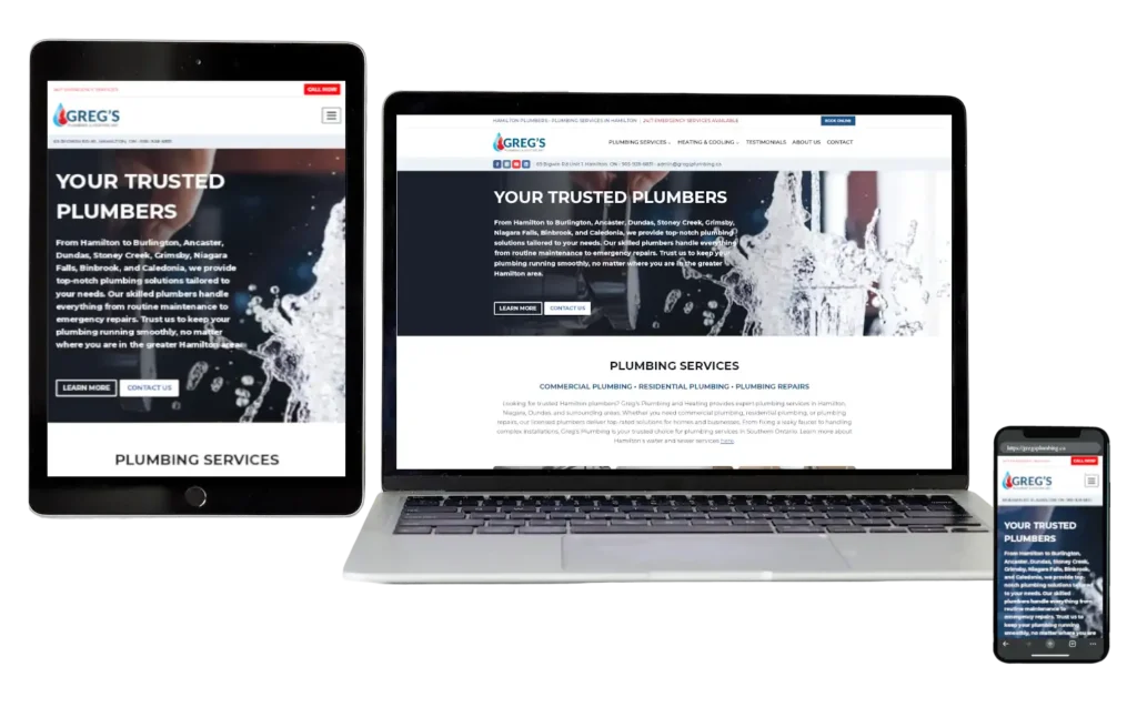 Gregs Plumbing - Responsive Website Design - Hamilton Web Designer
