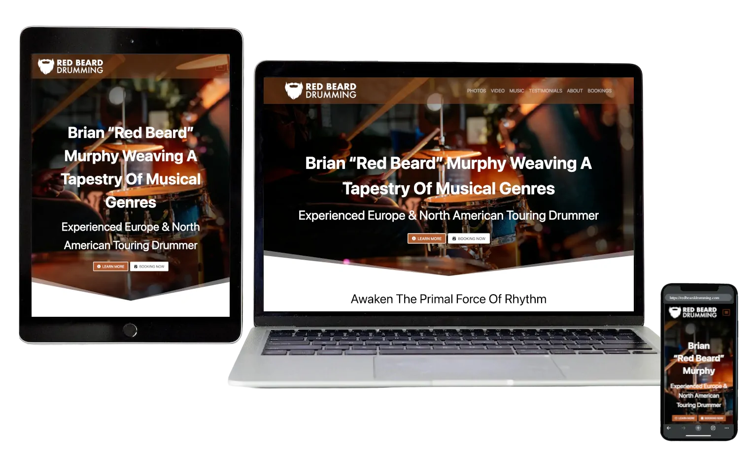 Red Beard Drumming - Responsive Website Design - Hamilton Web Designer