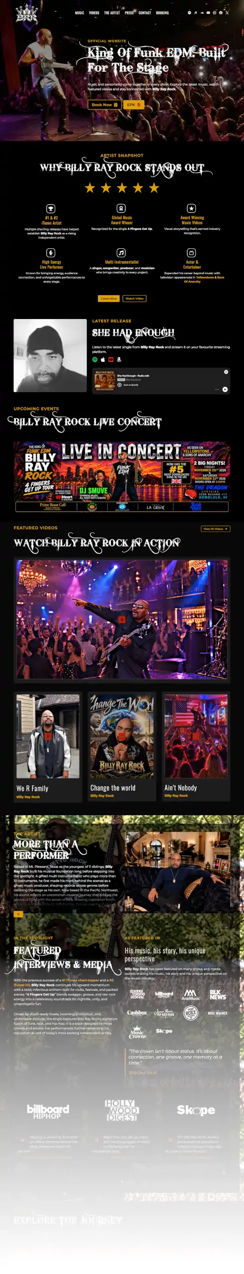 Billy Ray Rock - Full Page Design - Hamilton Web Designer